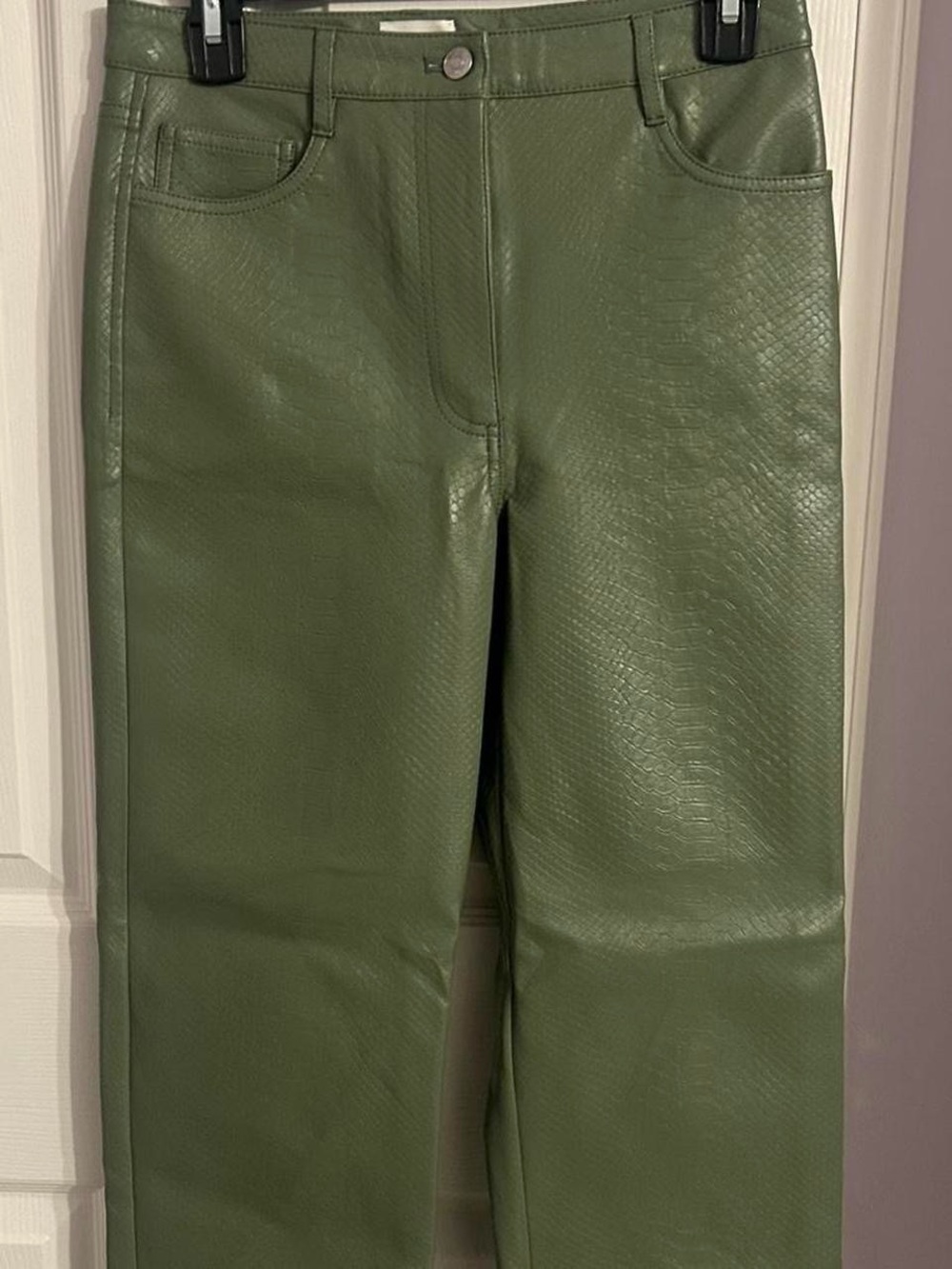 Wilfred Olive Green Straight-Leg Faux Leather Jeans